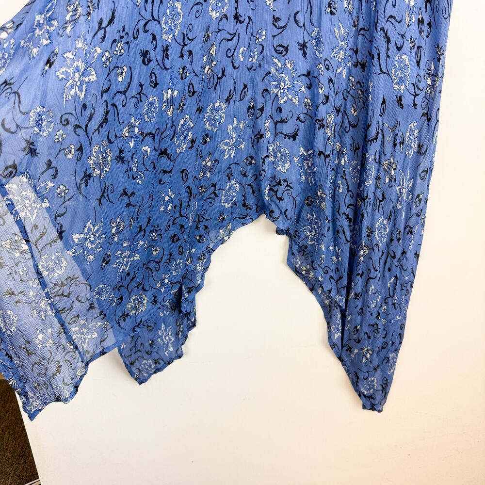 Lucky Brand Layla Scarf Print Midi Chiffon Dress Navy Blue - Size S - Picture 3 of 8